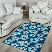 Load image into Gallery viewer, Blue Hibiscus Pattern Print Design HB011 Area Rugs
