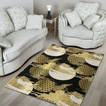 Load image into Gallery viewer, Gold Could Crane Japanese Pattern Area Rug
