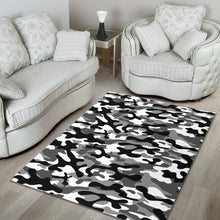 Load image into Gallery viewer, Black white camo camouflage pattern Area Rug

