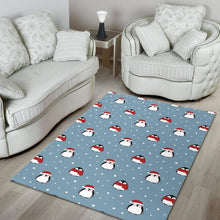 Load image into Gallery viewer, Cute penguin christmas snow pattern Area Rug
