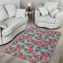 Load image into Gallery viewer, Beagle muzzles turquoise paint splashes pink pattern Area Rug
