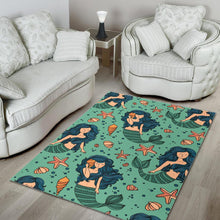 Load image into Gallery viewer, Mermaid Pattern Green Background Area Rug
