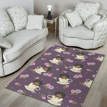 Load image into Gallery viewer, Dachshund in Coffee Cup Flower Pattern Area Rug
