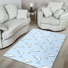 Load image into Gallery viewer, Dolphin blue striped background Area Rug
