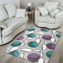 Load image into Gallery viewer, Bowling ball and pin gray background Area Rug
