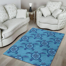 Load image into Gallery viewer, Sea Turtle Blue Tribal Pattern Area Rug

