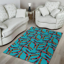 Load image into Gallery viewer, Boomerang Australian aboriginal ornament blue background Area Rug
