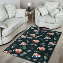 Load image into Gallery viewer, Cute sloths sleeping christmas ball santa hat pattern Area Rug
