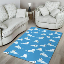 Load image into Gallery viewer, Cute sea lion seal pattern background Area Rug
