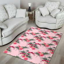 Load image into Gallery viewer, Red Pink Orchid Hibiscus Pattern Area Rug
