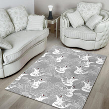 Load image into Gallery viewer, white swan gray background Area Rug
