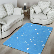 Load image into Gallery viewer, Airplane Pattern Blue Backgroung Area Rug
