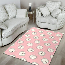 Load image into Gallery viewer, Clock pattern pink blackground Area Rug
