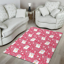Load image into Gallery viewer, Maneki Neko Lucky Cat sakura pink background Area Rug
