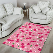 Load image into Gallery viewer, cherry flower pattern pink background Area Rug
