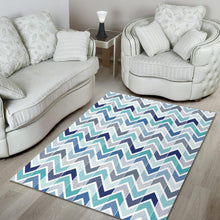 Load image into Gallery viewer, zigzag  chevron blue pattern Area Rug
