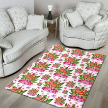 Load image into Gallery viewer, Flamingo Pink Hibiscus Pattern Area Rug
