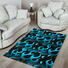 Load image into Gallery viewer, Blue Flame Fire Pattern Background Area Rug
