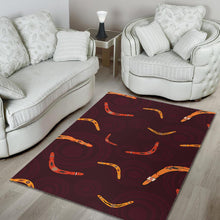Load image into Gallery viewer, Boomerang Australian aboriginal ornament circle black background Area Rug
