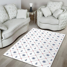 Load image into Gallery viewer, Anchor rudder nautical design pattern Area Rug
