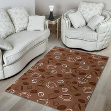 Load image into Gallery viewer, Coffee Cup and Coffe Bean Pattern Area Rug
