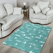 Load image into Gallery viewer, Airplane Cloud Pattern Green Background Area Rug
