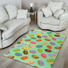 Load image into Gallery viewer, Colorful donut pattern green background Area Rug
