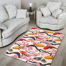 Load image into Gallery viewer, Colorful Koi Fish Carp Fish and Sakura Pattern Area Rug
