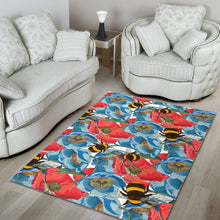 Load image into Gallery viewer, Bee Red and Blue Hibiscus Pattern Area Rug
