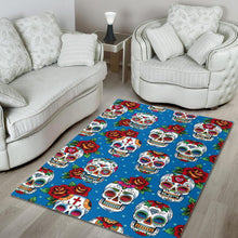 Load image into Gallery viewer, Suger Skull Rose Pattern Area Rug
