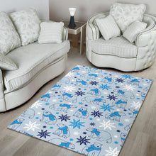 Load image into Gallery viewer, Polar Bear Pattern Blue Background Area Rug
