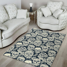 Load image into Gallery viewer, Sugar skull black white pattern Area Rug
