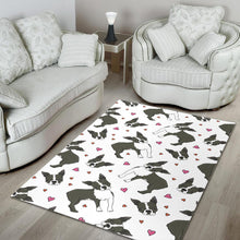 Load image into Gallery viewer, Boston terrier dog hearts vector pattern Area Rug
