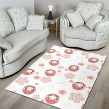 Load image into Gallery viewer, Daruma japanese wooden doll cherry blossom flower pattern Area Rug
