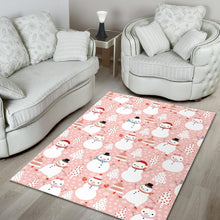 Load image into Gallery viewer, Cute snowman christmas tree snowpink background Area Rug
