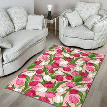 Load image into Gallery viewer, Pink White Tulip Pattern Area Rug
