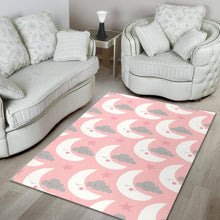 Load image into Gallery viewer, Cute moon cloud star pattern pink dot background Area Rug
