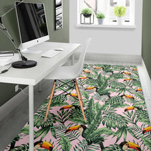 Load image into Gallery viewer, Toucan tropical green jungle palm pattern Area Rug
