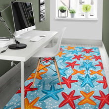 Load image into Gallery viewer, Blue red orange starfish pattern Area Rug
