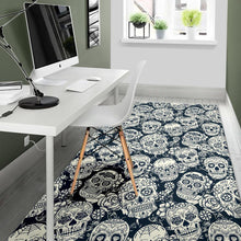 Load image into Gallery viewer, Sugar skull black white pattern Area Rug
