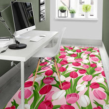 Load image into Gallery viewer, Pink White Tulip Pattern Area Rug
