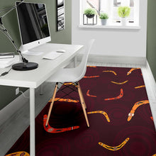 Load image into Gallery viewer, Boomerang Australian aboriginal ornament circle black background Area Rug
