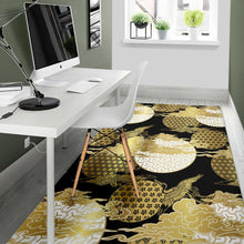 Load image into Gallery viewer, Gold Could Crane Japanese Pattern Area Rug
