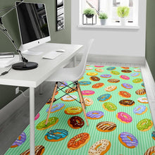 Load image into Gallery viewer, Colorful donut pattern green background Area Rug

