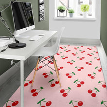 Load image into Gallery viewer, cherry pattern pink background Area Rug

