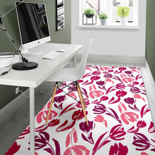 Load image into Gallery viewer, pink sketch tulip pattern Area Rug
