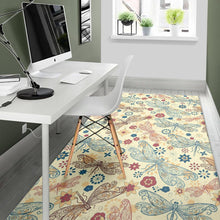 Load image into Gallery viewer, Dragonfly Flower Pattern Area Rug
