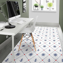 Load image into Gallery viewer, Anchor rudder nautical design pattern Area Rug
