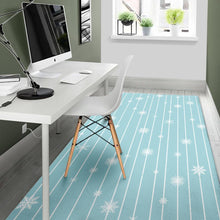 Load image into Gallery viewer, Snowflake pattern blue stripe background Area Rug

