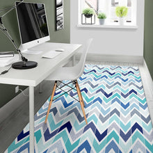 Load image into Gallery viewer, zigzag  chevron blue pattern Area Rug
